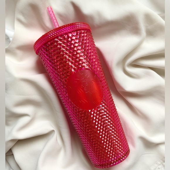 2019 Starbucks Venti Neon Hot Pink Studded Tumbler - Picture 1 of 5